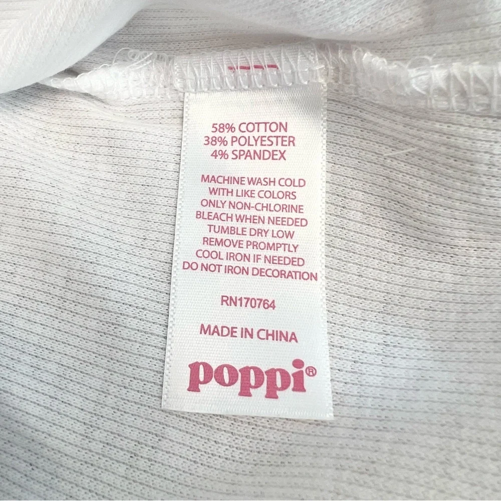 Poppi White and Pink Crop T-Shirt with Purple Trim, L - Picture 5 of 5